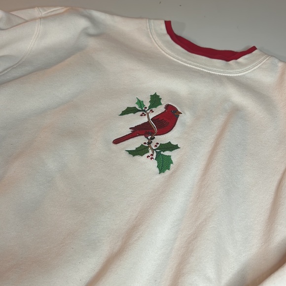 Vintage M&C Sportswear Sweatshirt Cardinal Embroidered L Ivory Pullover - Picture 3 of 5